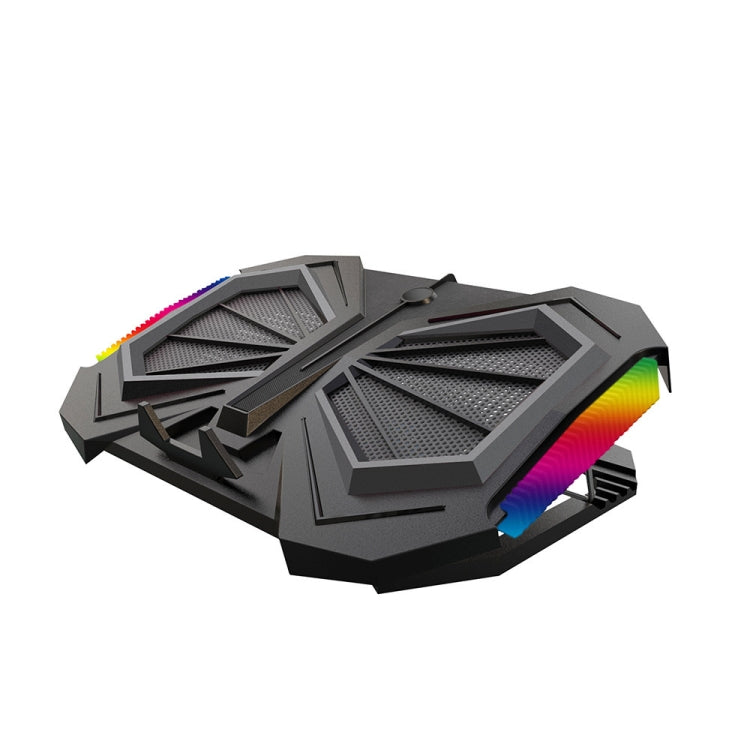 YL-017 2-Fans RGB Lighting Effect Silent Adjustable Speed Laptop Cooling Stand, YL-017 2-Fans
