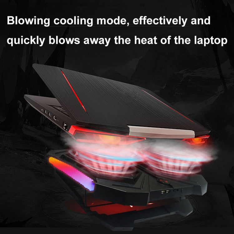 YL-017 2-Fans RGB Lighting Effect Silent Adjustable Speed Laptop Cooling Stand, YL-017 2-Fans