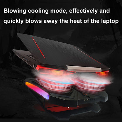 YL-017 2-Fans RGB Lighting Effect Silent Adjustable Speed Laptop Cooling Stand, YL-017 2-Fans