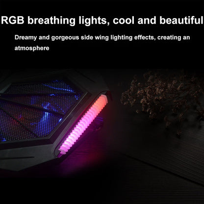 YL-017 2-Fans RGB Lighting Effect Silent Adjustable Speed Laptop Cooling Stand, YL-017 2-Fans