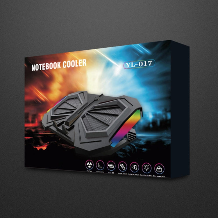 YL-017 2-Fans RGB Lighting Effect Silent Adjustable Speed Laptop Cooling Stand, YL-017 2-Fans