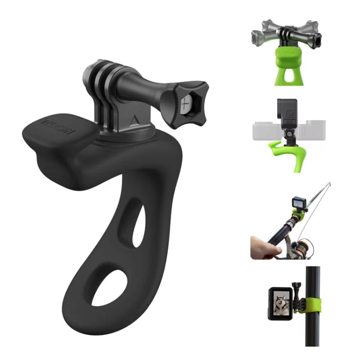 TELESIN Action Camera Mount Silicone Adjustable Mini Flexible Bracket For GoPro HERO / Insta360 / DJI Action Camera, Gray, Green, Orange, Black
