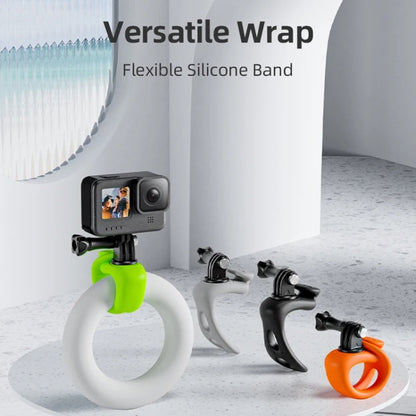 TELESIN Action Camera Mount Silicone Adjustable Mini Flexible Bracket For GoPro HERO / Insta360 / DJI Action Camera, Gray, Green, Orange, Black