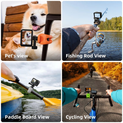 TELESIN Action Camera Mount Silicone Adjustable Mini Flexible Bracket For GoPro HERO / Insta360 / DJI Action Camera, Gray, Green, Orange, Black