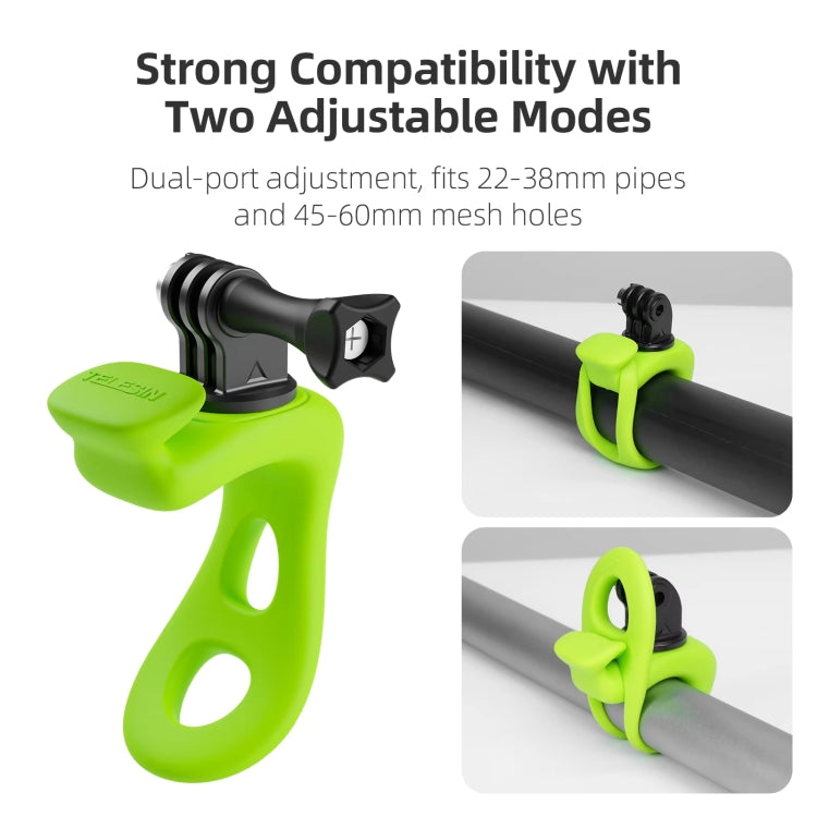 TELESIN Action Camera Mount Silicone Adjustable Mini Flexible Bracket For GoPro HERO / Insta360 / DJI Action Camera, Gray, Green, Orange, Black
