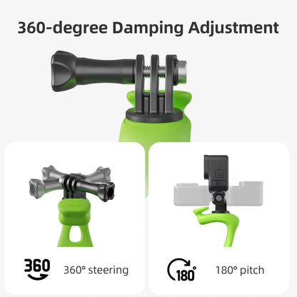 TELESIN Action Camera Mount Silicone Adjustable Mini Flexible Bracket For GoPro HERO / Insta360 / DJI Action Camera, Gray, Green, Orange, Black
