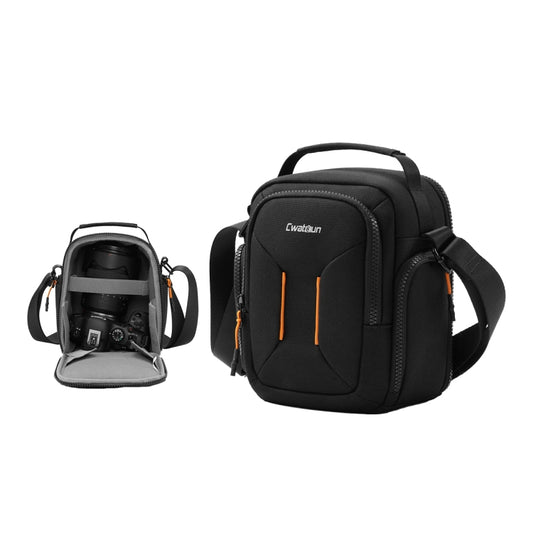 Cwatcun D140 Shoulder Crossbody Camera Storage Bag Shockproof Dropproof Leisure Outdoor Small Bag, Small Black, Large Black