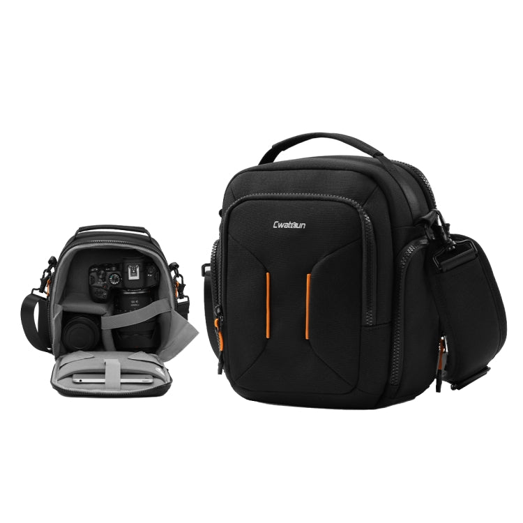 Cwatcun D140 Shoulder Crossbody Camera Storage Bag Shockproof Dropproof Leisure Outdoor Small Bag, Small Black, Large Black
