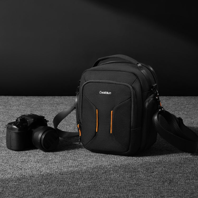 Cwatcun D140 Shoulder Crossbody Camera Storage Bag Shockproof Dropproof Leisure Outdoor Small Bag, Small Black, Large Black