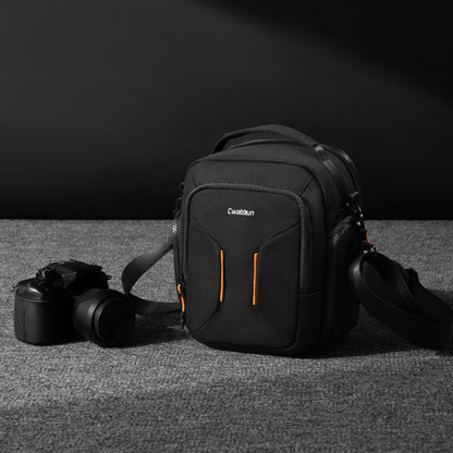 Cwatcun D140 Shoulder Crossbody Camera Storage Bag Shockproof Dropproof Leisure Outdoor Small Bag, Small Black, Large Black