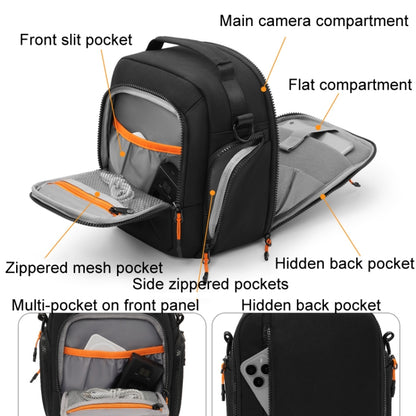 Cwatcun D140 Shoulder Crossbody Camera Storage Bag Shockproof Dropproof Leisure Outdoor Small Bag, Small Black, Large Black