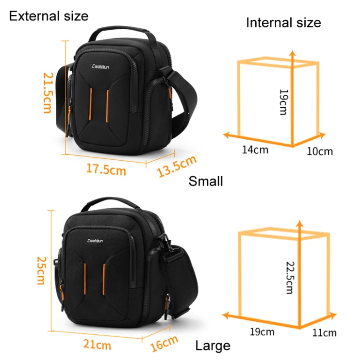 Cwatcun D140 Shoulder Crossbody Camera Storage Bag Shockproof Dropproof Leisure Outdoor Small Bag, Small Black, Large Black