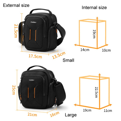 Cwatcun D140 Shoulder Crossbody Camera Storage Bag Shockproof Dropproof Leisure Outdoor Small Bag, Small Black, Large Black