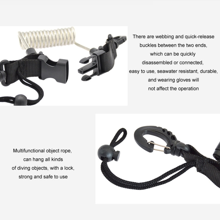 Diving Camera TPU Spring Steel Wire Retractable Anti-lost Rope, Transparent Black