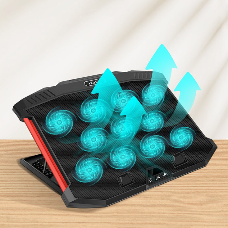NUOXI X100 11-Fans LED Screen Adjustable Laptop Radiator Cooling Rack, X100 11-Fans