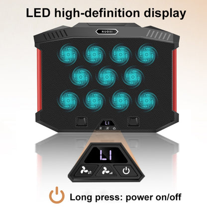NUOXI X100 11-Fans LED Screen Adjustable Laptop Radiator Cooling Rack, X100 11-Fans