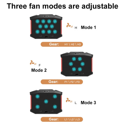 NUOXI X100 11-Fans LED Screen Adjustable Laptop Radiator Cooling Rack, X100 11-Fans