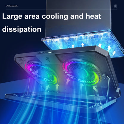 NUOXI C300 Dual-fans RGB Light Adjustable Laptop Radiator Lifting and Folding Cooling Stand, C300 Dual-fans