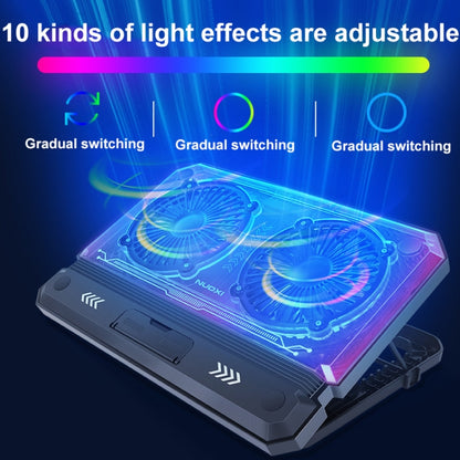 NUOXI C300 Dual-fans RGB Light Adjustable Laptop Radiator Lifting and Folding Cooling Stand, C300 Dual-fans