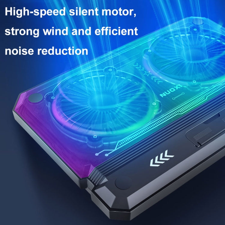 NUOXI C300 Dual-fans RGB Light Adjustable Laptop Radiator Lifting and Folding Cooling Stand, C300 Dual-fans