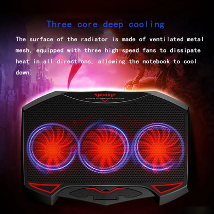 NUOXI 3-fans LED Light Adjustable Laptop Radiator Cooling Rack, 3-fans