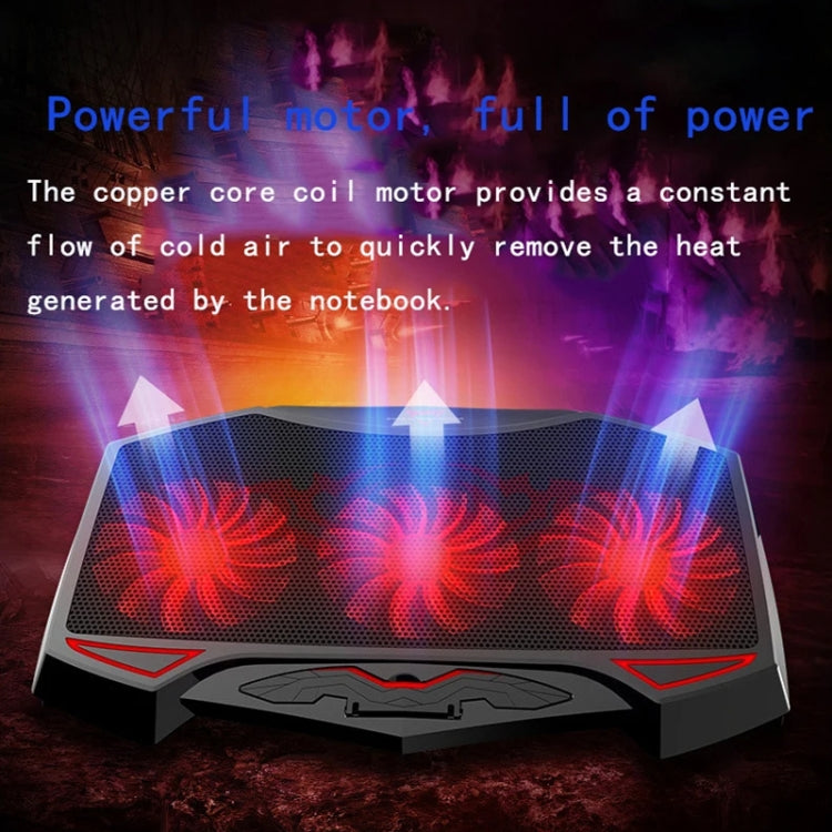 NUOXI 3-fans LED Light Adjustable Laptop Radiator Cooling Rack, 3-fans