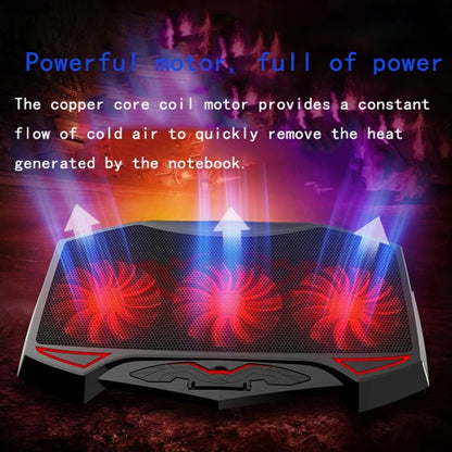 NUOXI 3-fans LED Light Adjustable Laptop Radiator Cooling Rack, 3-fans