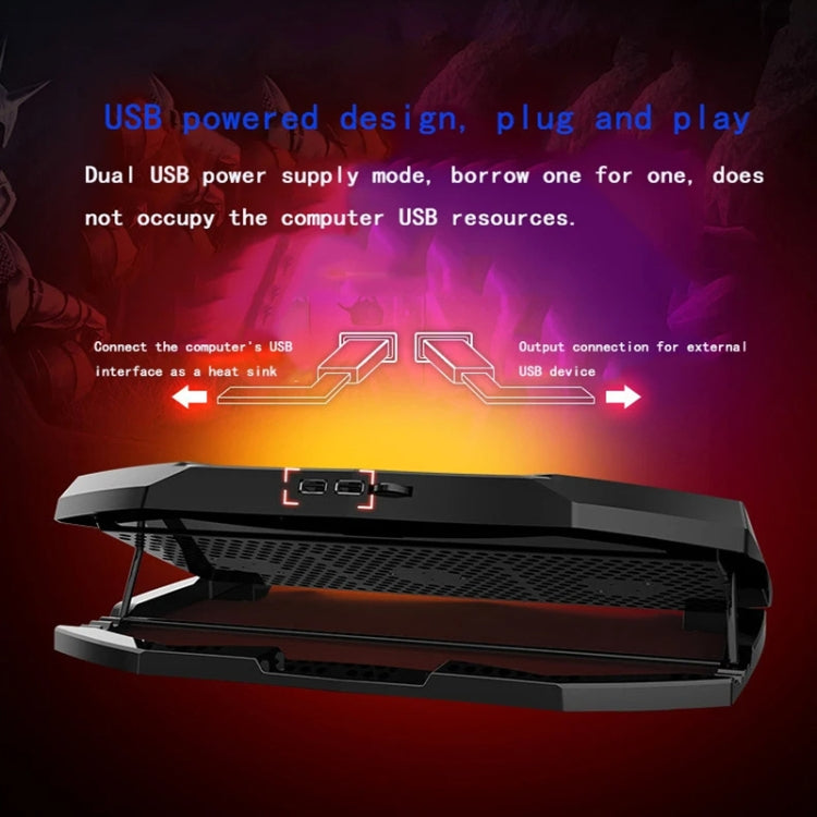 NUOXI 3-fans LED Light Adjustable Laptop Radiator Cooling Rack, 3-fans