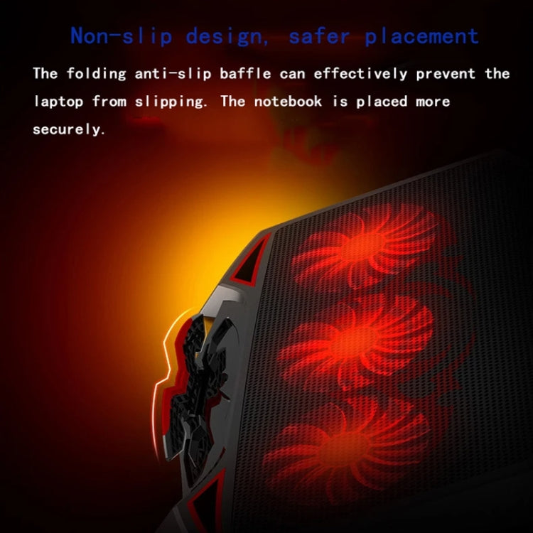 NUOXI 3-fans LED Light Adjustable Laptop Radiator Cooling Rack, 3-fans