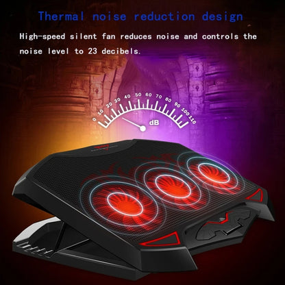 NUOXI 3-fans LED Light Adjustable Laptop Radiator Cooling Rack, 3-fans