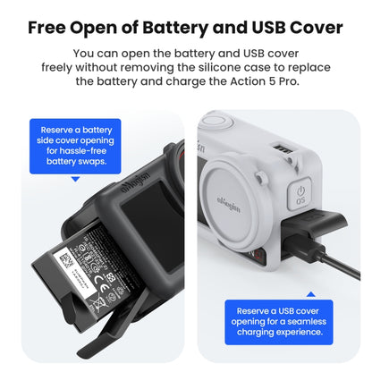 For DJI Osmo Action 5 Pro aMagisn Silicone Protective Case with Lanyard and Lens Cap