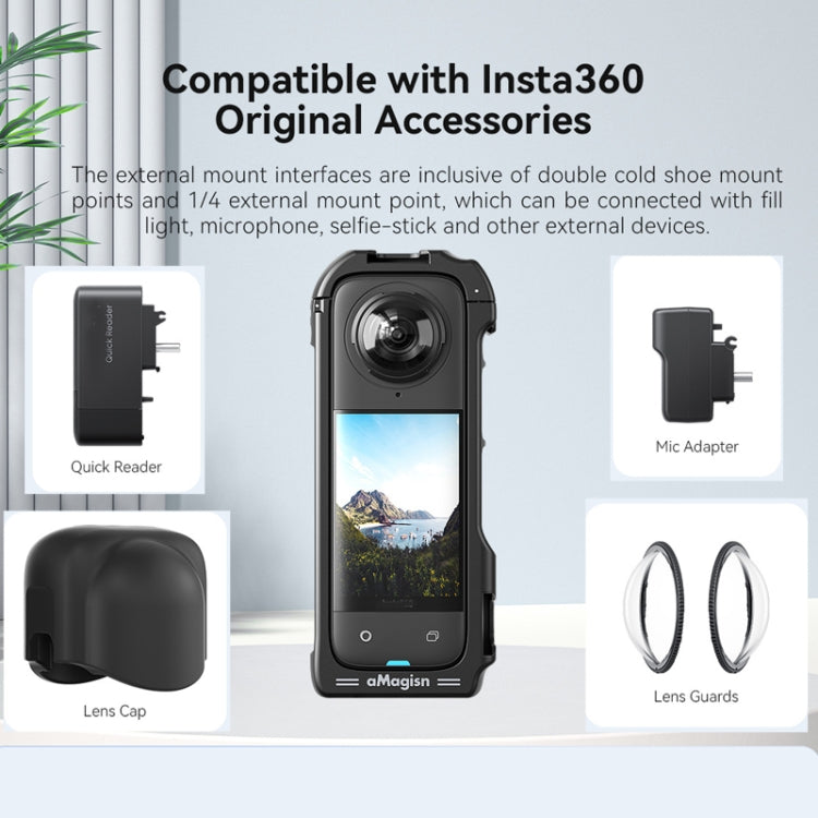 For Insta360 X4 aMagisn Quick-release Plastic Rabbit Cage Expansion Frame, Quick-release Plastic Frame