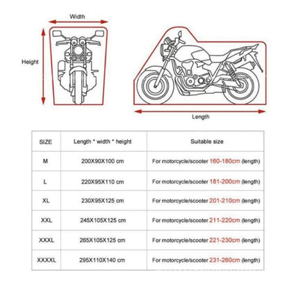 Motorcycle Rain Sun Protection Cover Oxford Cloth Dustproof With Anti-theft Buckle, M, L, XL, XXL, XXXL, XXXXL
