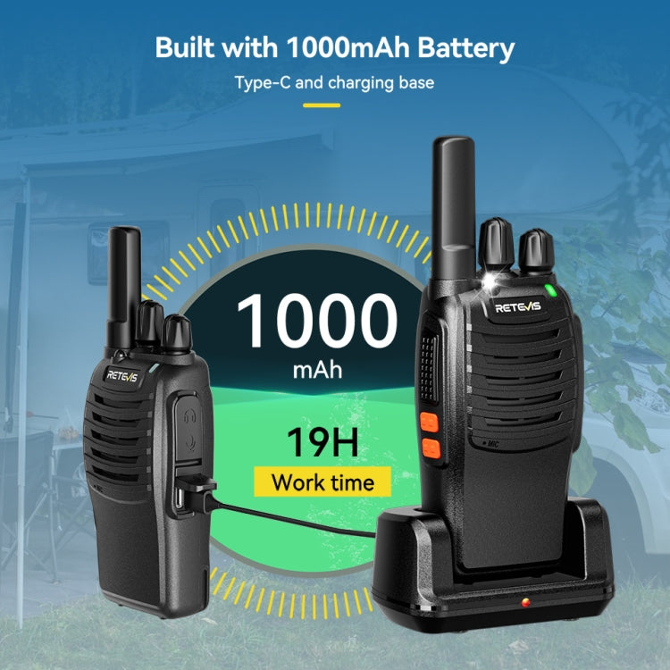 RETEVIS H777 16 Channels Compact Portable Handheld Walkie Talkie With Charging Base, PMR, FRS, 1pair PMR, 1pair FRS