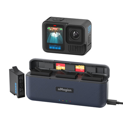 For GoPro HERO13 Black aMagisn Battery Charging Box Triple Slot Charging Case, For GoPro HERO13
