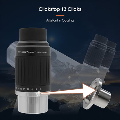 SVBONY SV230 1.25/2 Inch Universal Astronomy Wide Angle Zoom Eyepiece 8-20mm 57-72 Degrees, SV230
