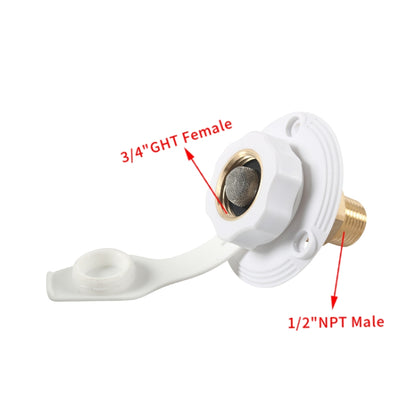 Brass Water Inlet Check Valve For Yacht RV With Adapter, White With Adapter, Black With Adapter