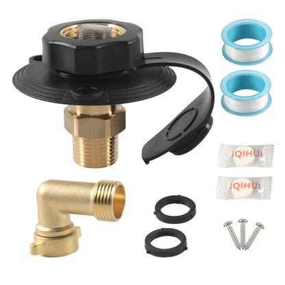 Brass Water Inlet Check Valve For Yacht RV With Adapter, White With Adapter, Black With Adapter