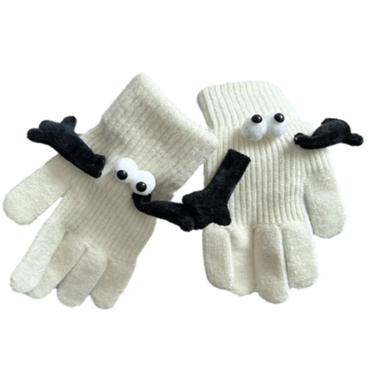 Fall Winter Couple Students Magnetic Warm Gloves Cute Dolls Outdoor Hand In Hand Mittens, Average