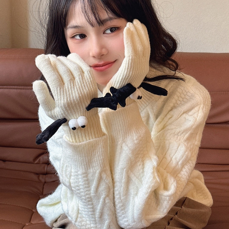 Fall Winter Couple Students Magnetic Warm Gloves Cute Dolls Outdoor Hand In Hand Mittens, Average