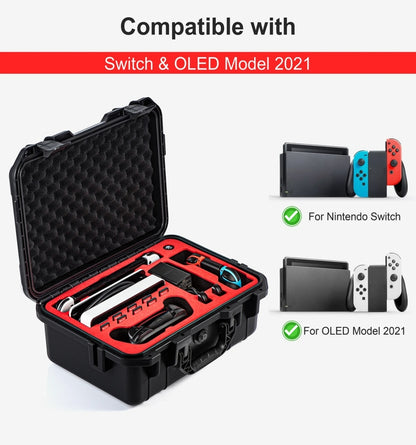 DEVASO For Switch / OLED IP67 Waterproof Storage Case Hardshell Bag, Orange Blue, Black White, Black, Orange Blue+Shoulder Strap, Black White+Shoulder Strap, Black+Shoulder Strap