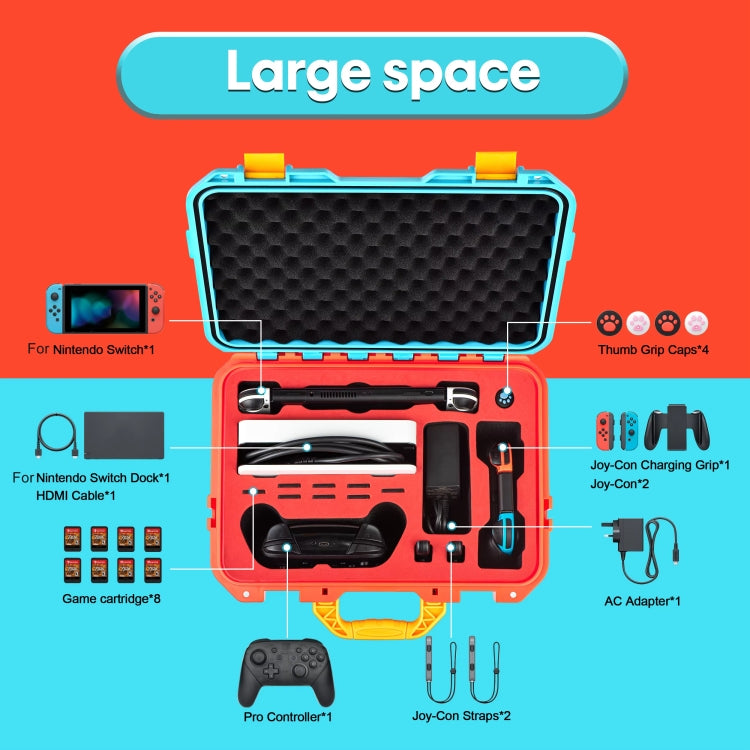DEVASO For Switch / OLED IP67 Waterproof Storage Case Hardshell Bag, Orange Blue, Black White, Black, Orange Blue+Shoulder Strap, Black White+Shoulder Strap, Black+Shoulder Strap