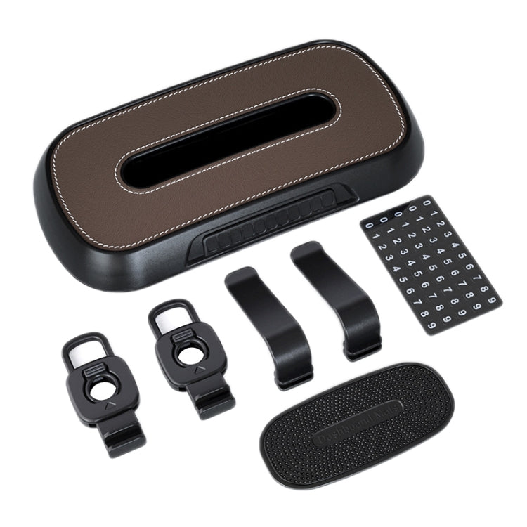 Car Sun Visor Hanging Sunroof Seat Back Tissue Box, Leather Black, Leather Beige, Leather Brown, Leather Red, Suede Dark Gray, Suede Beige, Suede Brown, Suede Red