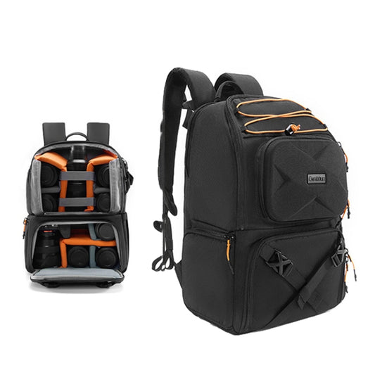 Cwatcun D132 DSLR Camera Backpack Hard-shell Crashproof Waterproof Decompression Shoulder Photo Bag, 1st Generation Large Black, 2nd Generation Large Black