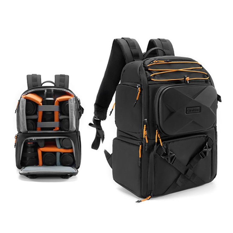Cwatcun D132 DSLR Camera Backpack Hard-shell Crashproof Waterproof Decompression Shoulder Photo Bag, 1st Generation Large Black, 2nd Generation Large Black