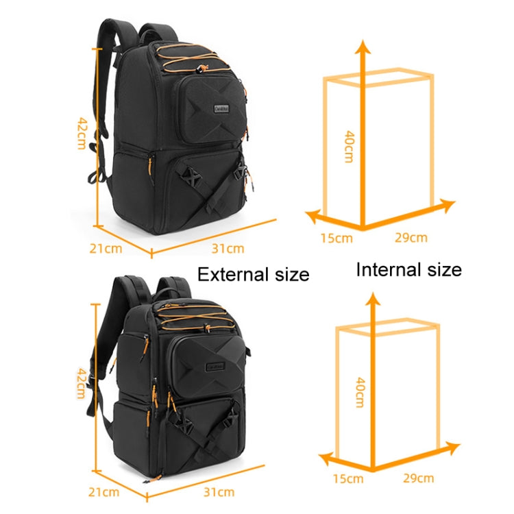 Cwatcun D132 DSLR Camera Backpack Hard-shell Crashproof Waterproof Decompression Shoulder Photo Bag, 1st Generation Large Black, 2nd Generation Large Black