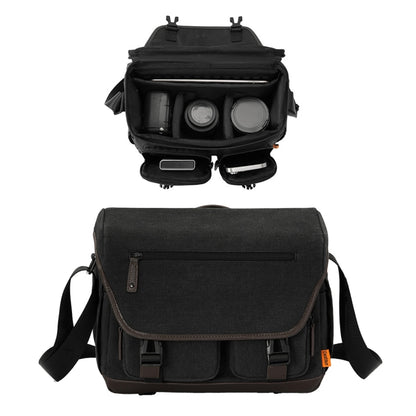 Cwatcun D142 Vintage Camera Bag Shoulder Messenger Bag Camera Digital Storage Bag, Small Black, Medium Black, Large Black