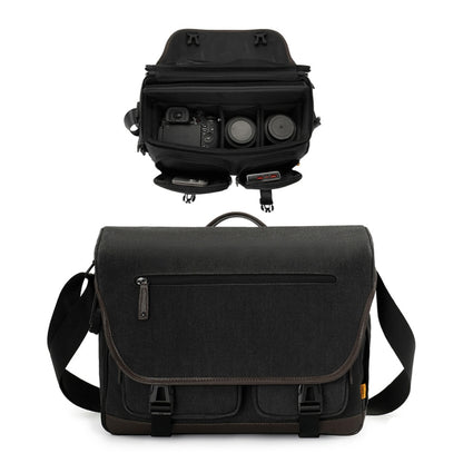 Cwatcun D142 Vintage Camera Bag Shoulder Messenger Bag Camera Digital Storage Bag, Small Black, Medium Black, Large Black