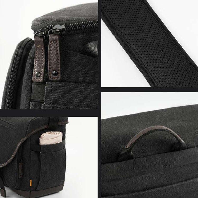 Cwatcun D142 Vintage Camera Bag Shoulder Messenger Bag Camera Digital Storage Bag, Small Black, Medium Black, Large Black