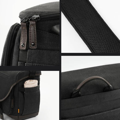 Cwatcun D142 Vintage Camera Bag Shoulder Messenger Bag Camera Digital Storage Bag, Small Black, Medium Black, Large Black